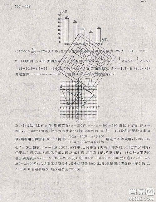 2020新版启东黄冈大试卷七年级数学下册人教版答案