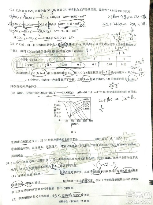 2020届3+3+3高考备考诊断性联考三考试理科综合试题及答案