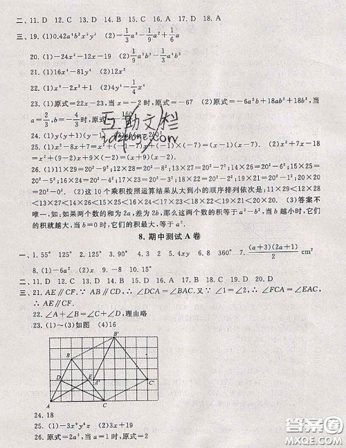 2020新版启东黄冈大试卷七年级数学下册苏科版答案