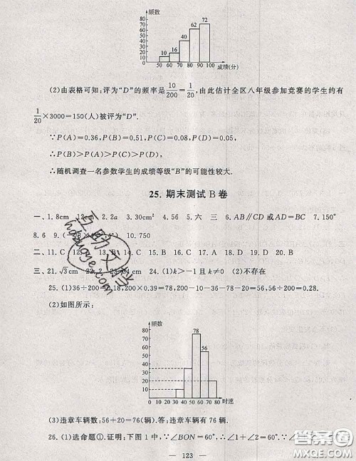 2020新版启东黄冈大试卷八年级数学下册沪科版答案