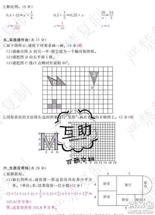 2020春阳光试卷单元测试卷六年级数学下册北师版答案 2020春阳光试卷单元测试卷六年级数学下册北师版答案
