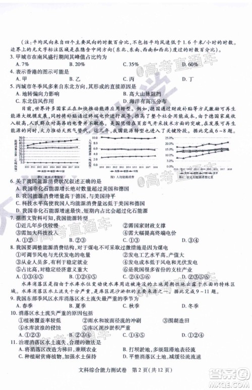 哈师大附中2020年高三第三次模拟考试文科综合试题及答案