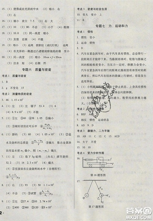 2020辽宁省中考真题分类一卷通物理答案