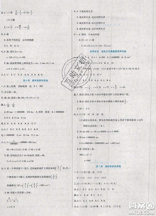 2020新版做对题核心素养卷六年级数学下册人教版答案