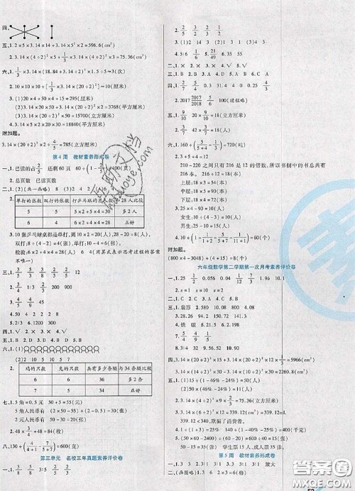 2020新版做对题核心素养卷六年级数学下册苏教版答案