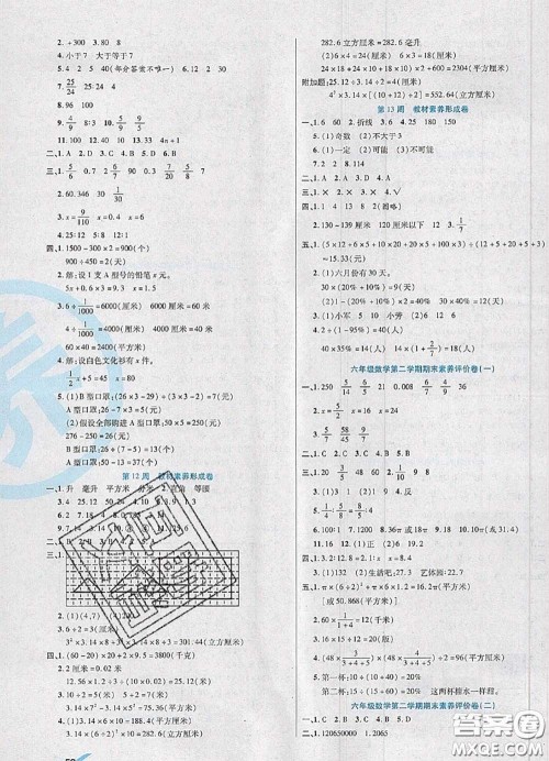 2020新版做对题核心素养卷六年级数学下册苏教版答案