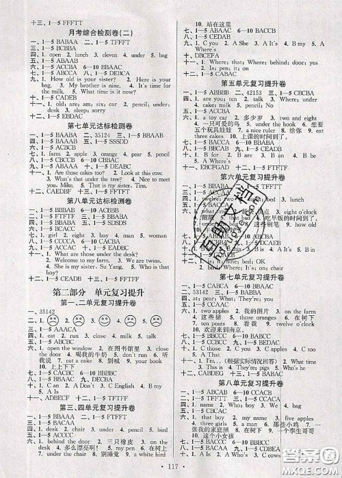 江苏人民出版社2020春江苏好卷三年级英语下册译林版答案