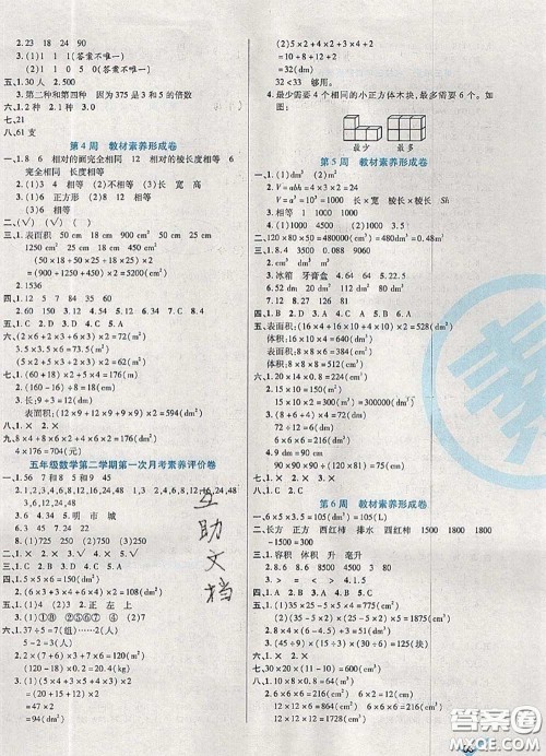 2020新版做对题核心素养卷五年级数学下册人教版答案 2020新版做对题核心素养卷五年级数学下册人教版答案