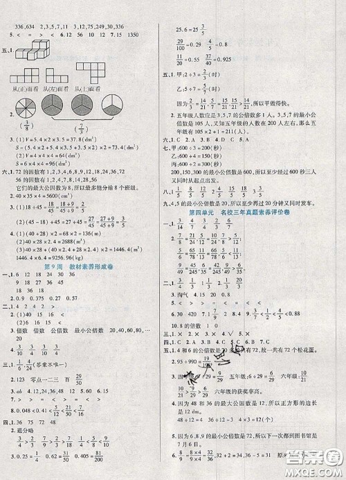 2020新版做对题核心素养卷五年级数学下册人教版答案