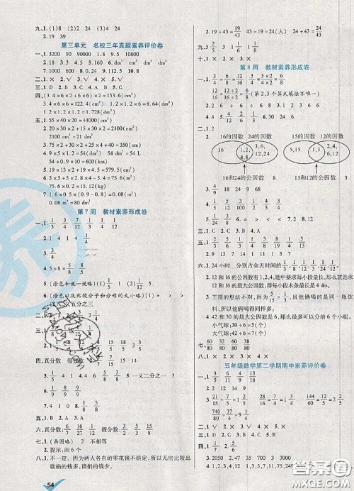 2020新版做对题核心素养卷五年级数学下册人教版答案