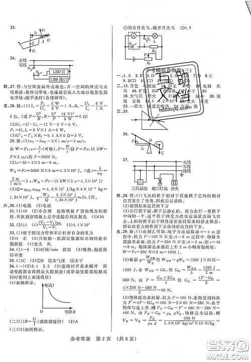 2020年最新中考模拟卷物理辽宁省专用版答案