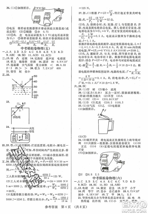 2020年最新中考模拟卷物理辽宁省专用版答案