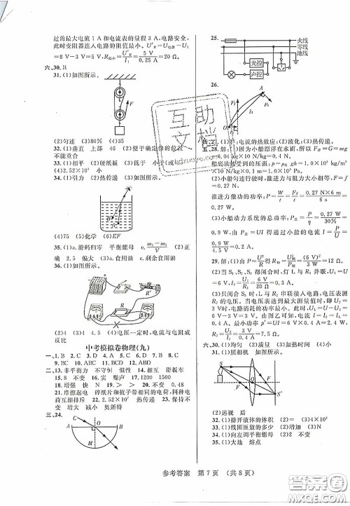 2020年最新中考模拟卷物理辽宁省专用版答案