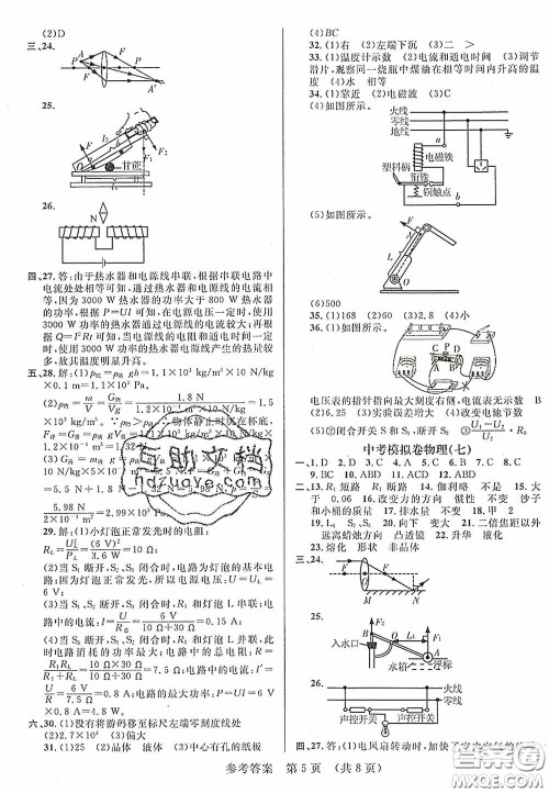 2020年最新中考模拟卷物理辽宁省专用版答案