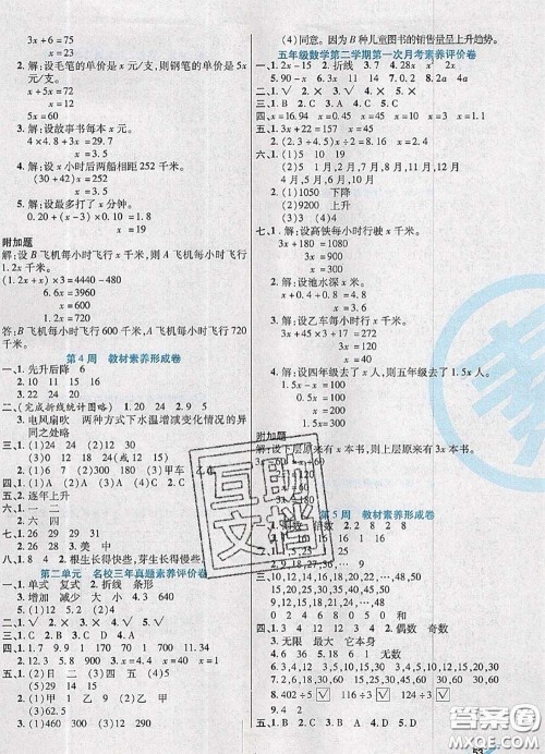 2020新版做对题核心素养卷五年级数学下册苏教版答案