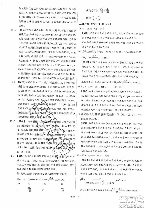 洪文教育2020最新中考名校名师中考模拟试卷化学河南专版答案 洪文教育2020最新中考名校名师中考模拟试卷化学河南专版答案