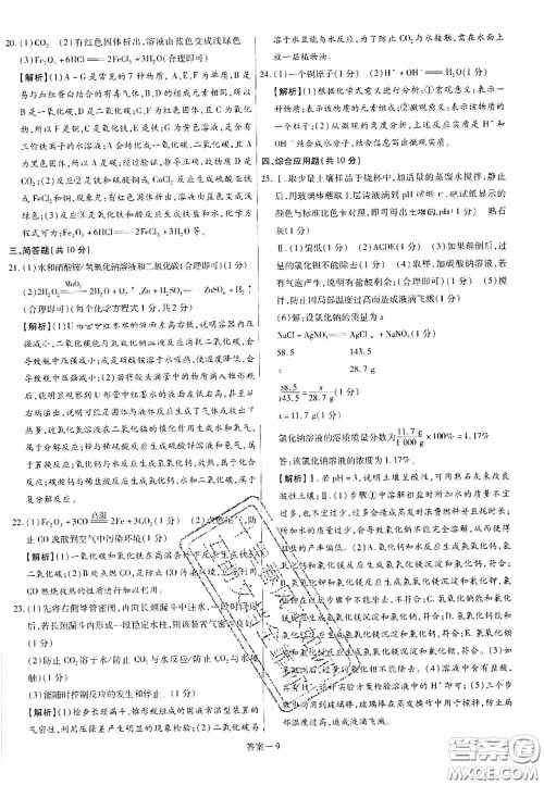 洪文教育2020最新中考名校名师中考模拟试卷化学河南专版答案 洪文教育2020最新中考名校名师中考模拟试卷化学河南专版答案