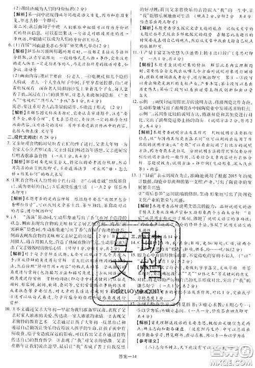 洪文教育2020最新中考名校名师中考模拟试卷语文河南专版答案