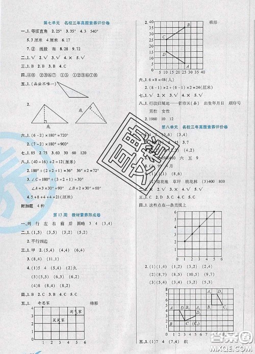 2020新版做对题核心素养卷四年级数学下册苏教版答案