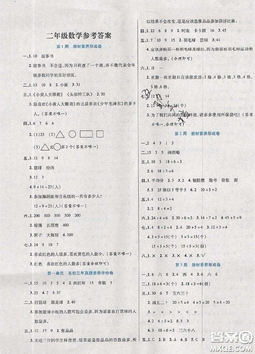 2020新版做对题核心素养卷二年级数学下册人教版答案