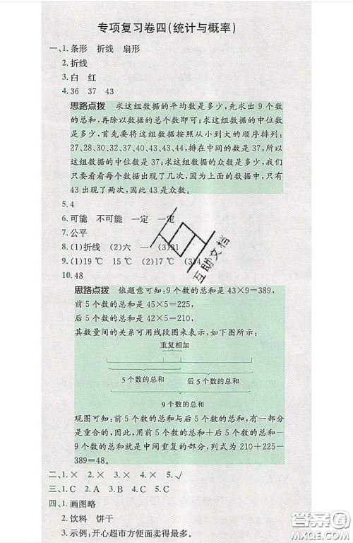 江西高校出版社2020春小卷霸六年级数学下册人教版答案