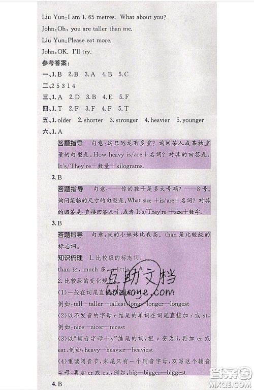 江西高校出版社2020春小卷霸六年级英语下册人教版答案 江西高校出版社2020春小卷霸六年级英语下册人教版答案