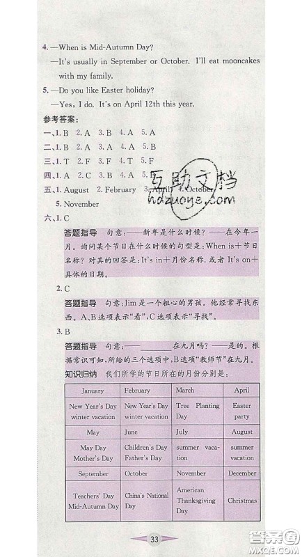 江西高校出版社2020春小卷霸五年级英语下册人教版答案 江西高校出版社2020春小卷霸五年级英语下册人教版答案