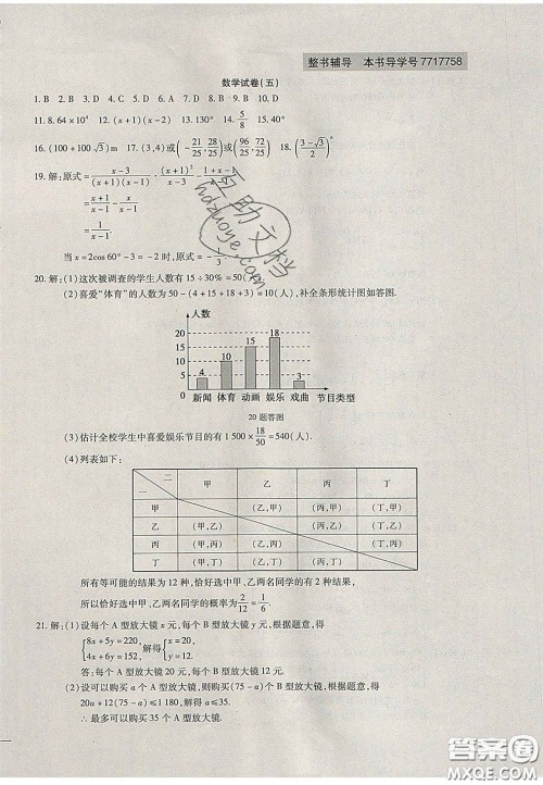 2020年中考全程复习仿真模拟试卷数学人教版答案