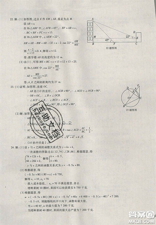 2020年中考全程复习仿真模拟试卷数学人教版答案