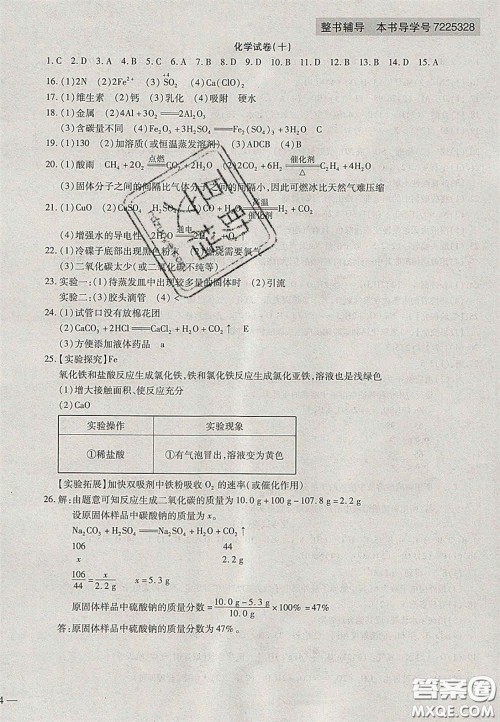 2020年中考全程复习仿真模拟试卷化学人教版答案