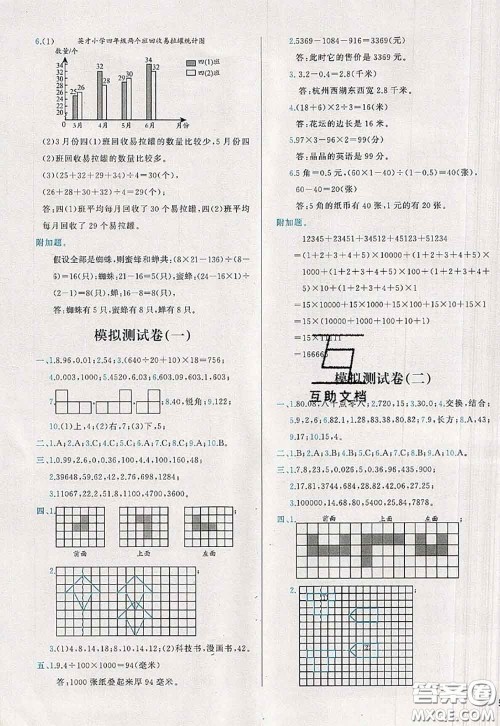 2020新版学而思基本功全优试卷四年级数学下册人教版答案