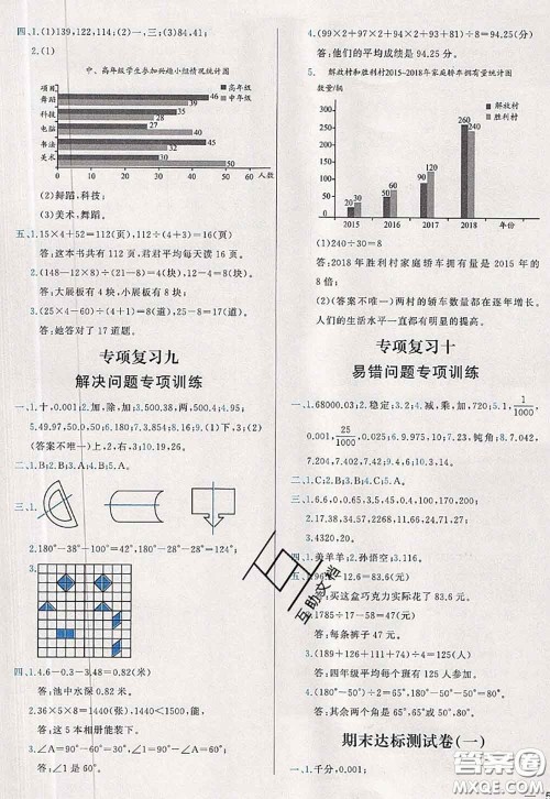 2020新版学而思基本功全优试卷四年级数学下册人教版答案