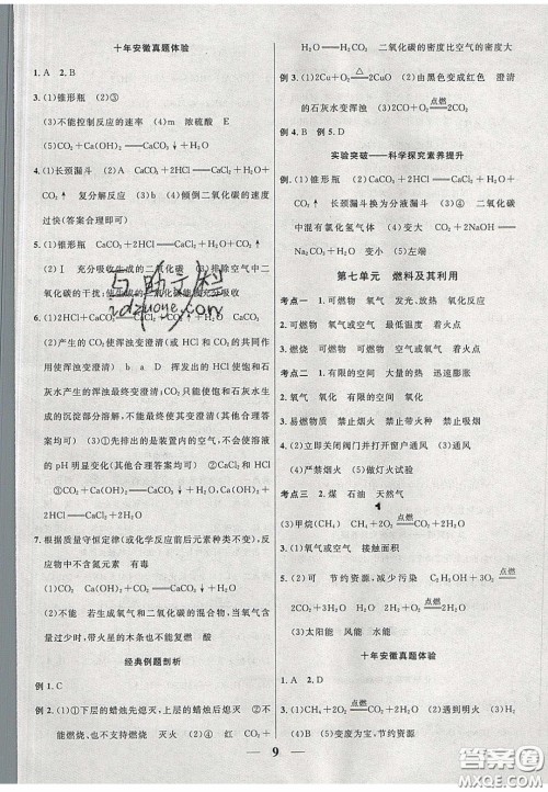 2020年安徽中考全程突破化学人教版答案