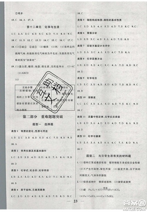 2020年安徽中考全程突破化学人教版答案