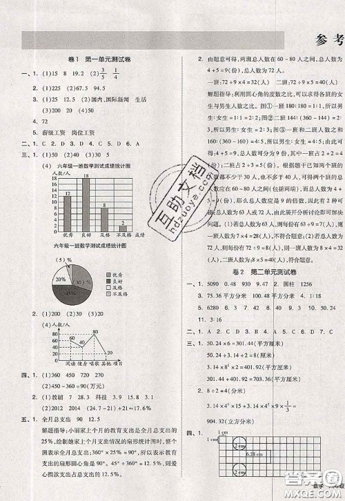 2020新版同步跟踪期末冲刺六年级数学下册苏教版答案