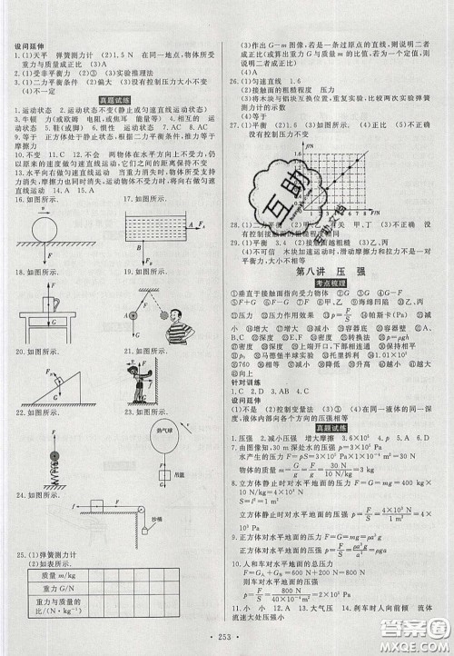 2020年河南中考风向标初中总复习物理答案