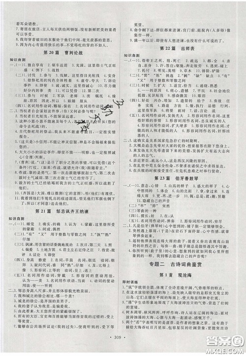 2020年河南中考风向标初中总复习语文答案