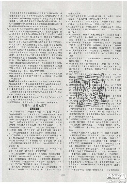 2020年河南中考风向标初中总复习语文答案