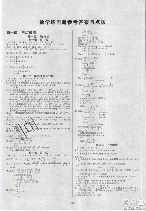 2020年河南中考风向标初中总复习数学答案