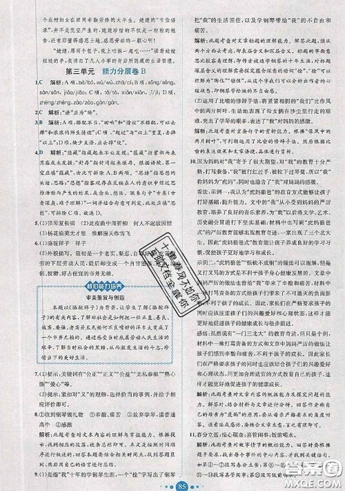 2020春课时练核心素养卷初中同步达标测试卷七年级语文下册答案 2020春课时练核心素养卷初中同步达标测试卷七年级语文下册答案