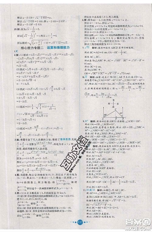 2020春课时练核心素养卷初中同步达标测试卷八年级数学下册答案 2020春课时练核心素养卷初中同步达标测试卷八年级数学下册答案