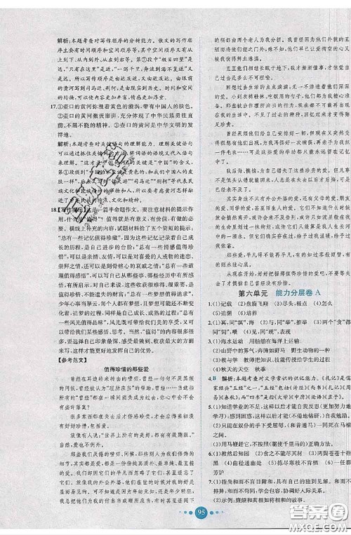 2020春课时练核心素养卷初中同步达标测试卷八年级语文下册答案 2020春课时练核心素养卷初中同步达标测试卷八年级语文下册答案