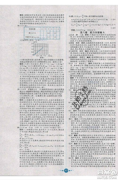 2020春课时练核心素养卷初中同步达标测试卷八年级物理下册答案 2020春课时练核心素养卷初中同步达标测试卷八年级物理下册答案