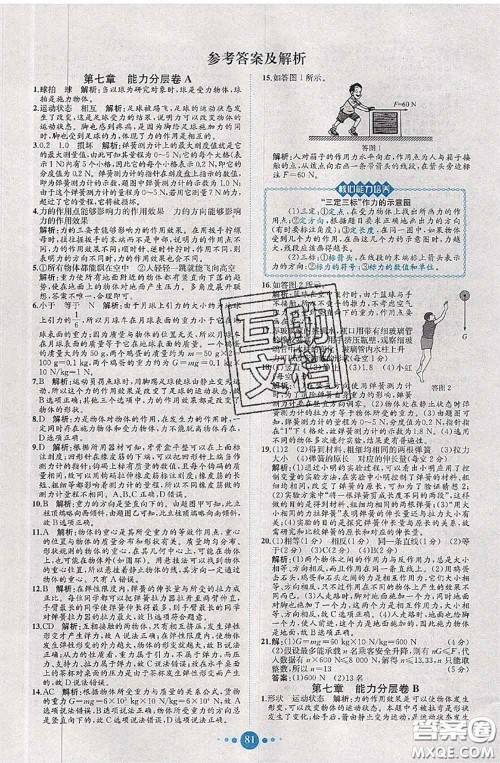 2020春课时练核心素养卷初中同步达标测试卷八年级物理下册答案 2020春课时练核心素养卷初中同步达标测试卷八年级物理下册答案