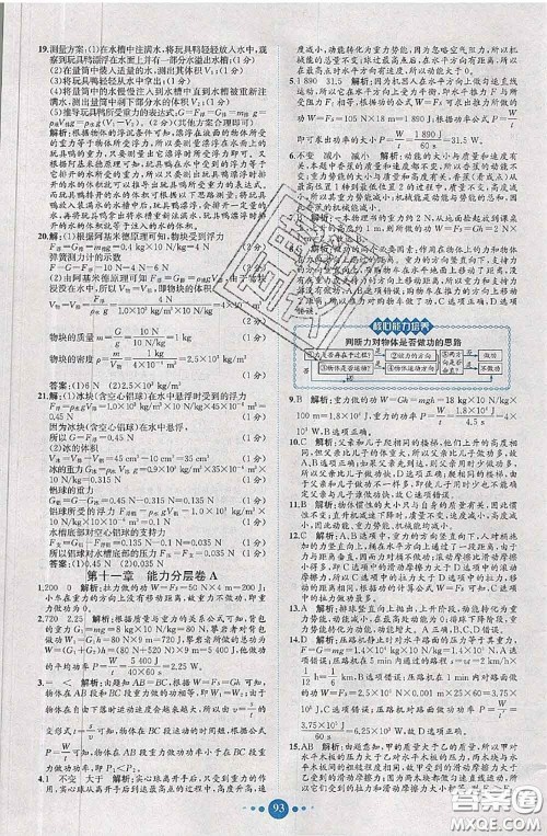 2020春课时练核心素养卷初中同步达标测试卷八年级物理下册答案 2020春课时练核心素养卷初中同步达标测试卷八年级物理下册答案