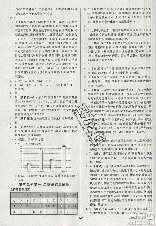2020期末考向标海淀新编跟踪突破测试卷七年级生物下册济南版答案