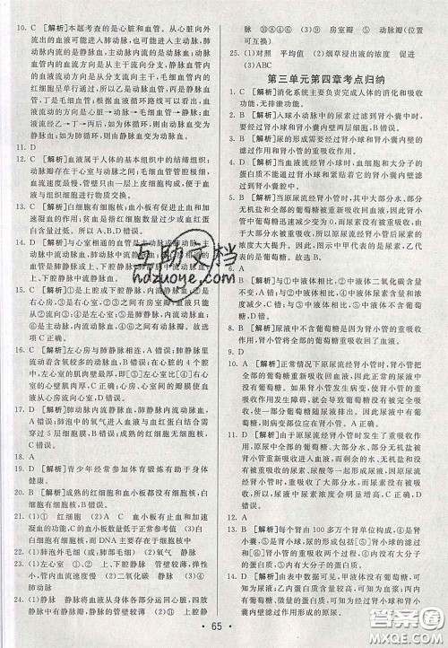 2020期末考向标海淀新编跟踪突破测试卷七年级生物下册济南版答案