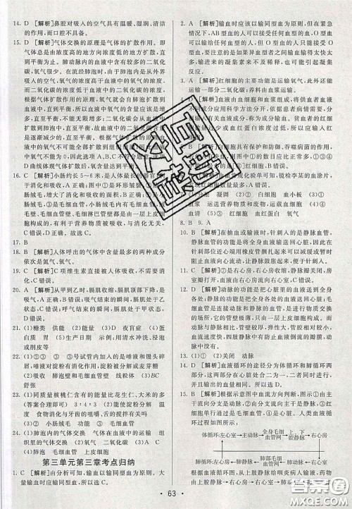 2020期末考向标海淀新编跟踪突破测试卷七年级生物下册济南版答案