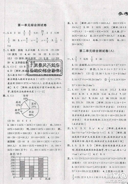 新世纪出版社2020年亮点给力大试卷六年级数学下册江苏版答案 新世纪出版社2020年亮点给力大试卷六年级数学下册江苏版答案