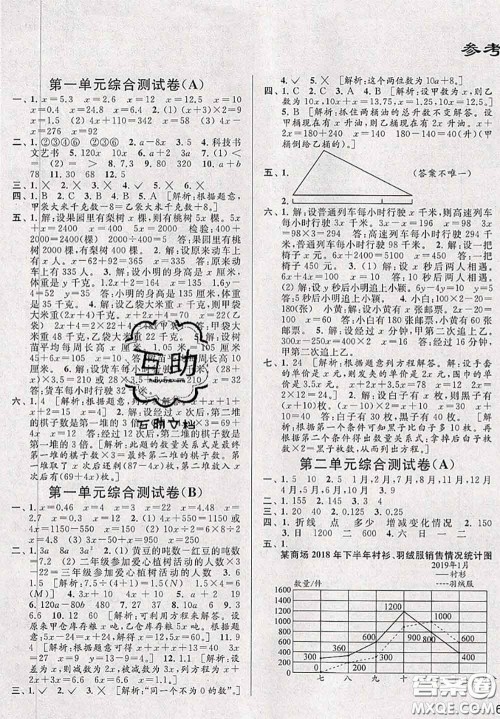 新世纪出版社2020年亮点给力大试卷五年级数学下册江苏版答案 新世纪出版社2020年亮点给力大试卷五年级数学下册江苏版答案